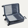 Open suitcase on a white background