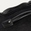 Close-up of a black suitcase handle