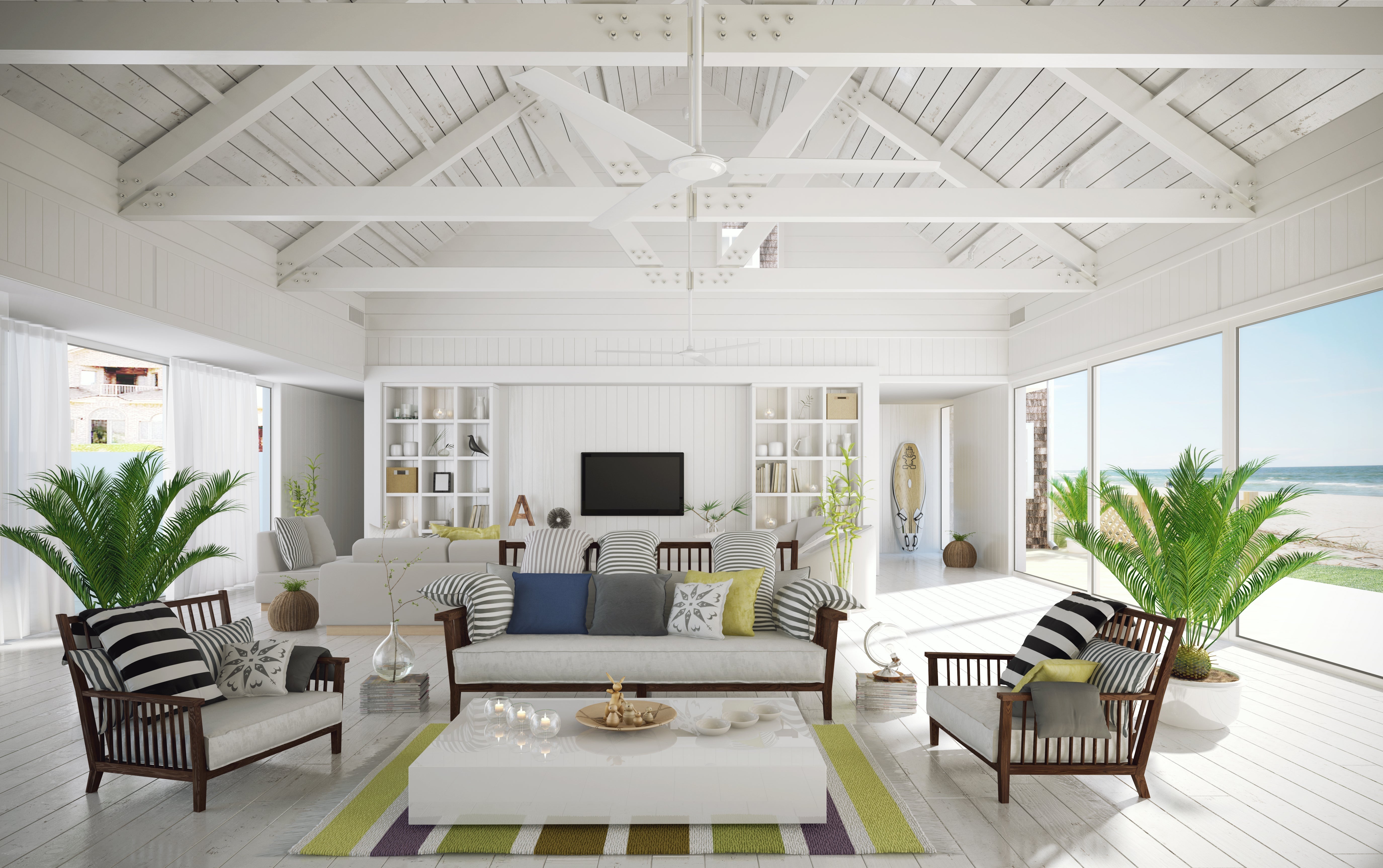 vacation rental living room on the beach