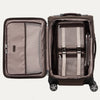 Open suitcase with interior organization panels on a white background