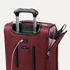 Red suitcase with open power bank pocket on a white background