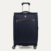 Front view of Travelpross Platinum Elite Medium Check-In Expandable Spinner in True Navy, featuring 360° Spinner Wheels.
