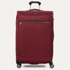 Front view of Travelpross® Platinum Elite Large Check-In Expandable Spinner in Bordeaux, with full-panel zip pocket and silver-tone zippers.
