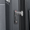 Close-up of a gray suitcase with a combination lock 