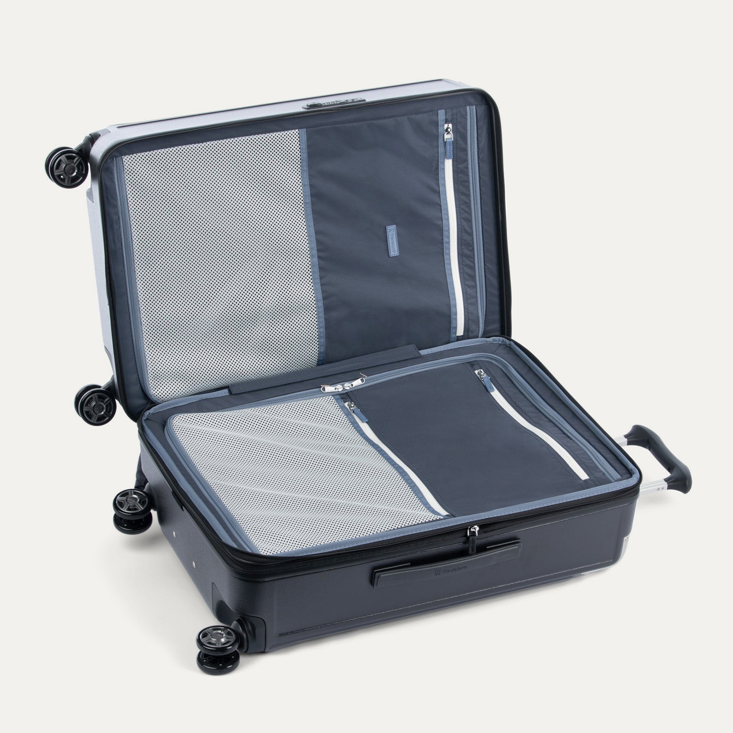 Open suitcase on a white background 