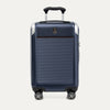 Front view of Travelpross Platinum Elite Carry-On Hardside Spinner in True Navy, featuring an ultra-strong aluminum shell and extension handle.

