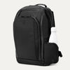 Front angle of Travelpross Altitude All-Purpose Laptop Backpack in Jet Black, showing exterior pocket with bottle storage.
