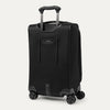 Black suitcase with wheels and handle on a light gray background