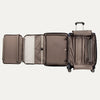 Open suitcase with compartments on a white background