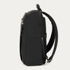 Side view of black backpack on a white background 