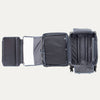 Open gray suitcase on a white background