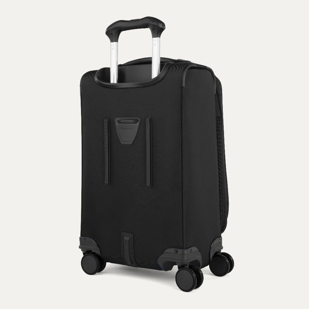back of a carry on black suitcase