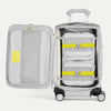 interior of grey suitcase with organizational pockets