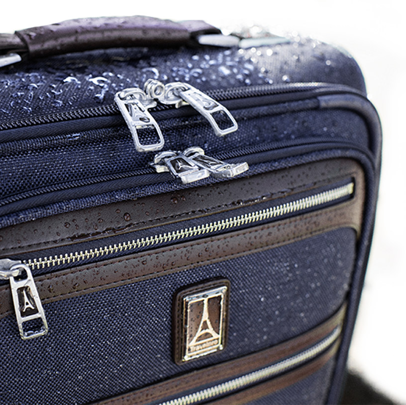 Travelpross softside suitcase with water droplets